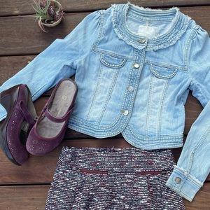 Etam Weekend cropped pear beaded denim jacket 36